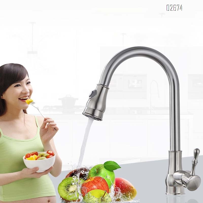 Black antique all-brass kitchen pull-out faucet above-ground basin cold and hot water faucet dish pool water tank faucet