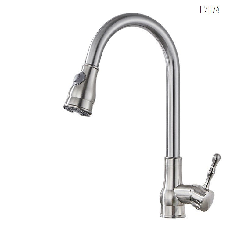 Black antique all-brass kitchen pull-out faucet above-ground basin cold and hot water faucet dish pool water tank faucet