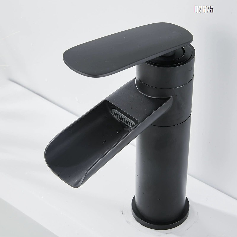 Black waterfall faucet bathroom above the table wash basin faucet Brass rotatable basin faucet