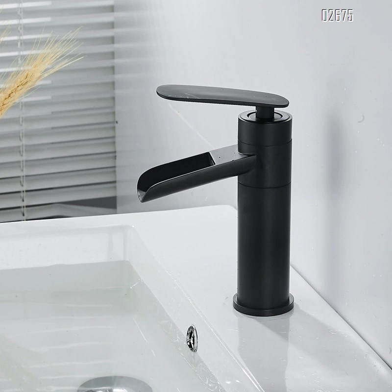 Black waterfall faucet bathroom above the table wash basin faucet Brass rotatable basin faucet
