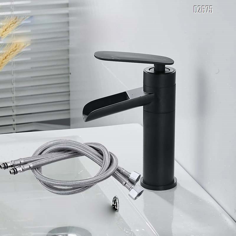 Black waterfall faucet bathroom above the table wash basin faucet Brass rotatable basin faucet