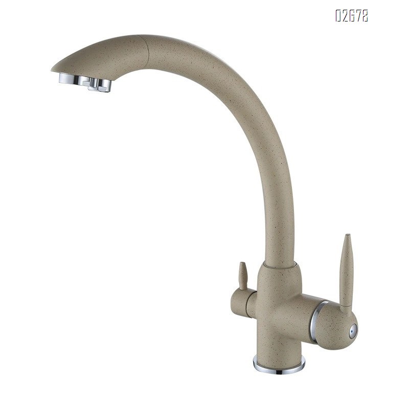 Brass kitchen water filter faucet three-in-one beige sink vegetable basin direct drinking pure water faucet