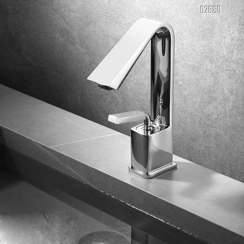 Light luxury brushed gold faucet for bathroom sink cold and hot water all brass wash basin single-hole faucet under the basin