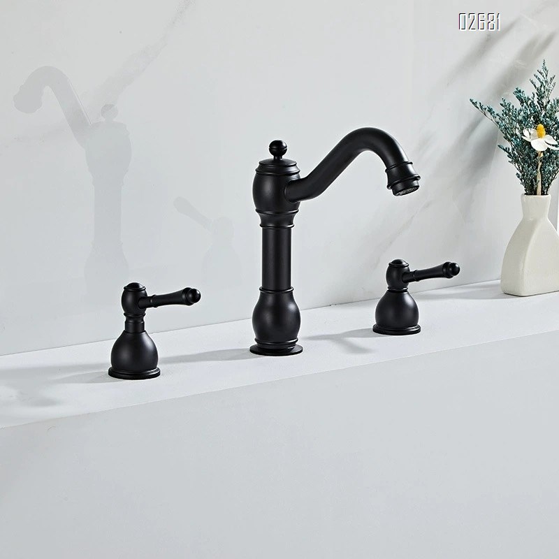 European style all brass antique three-hole separate faucet wash basin cold and hot wash basin pool bathroom basin faucet