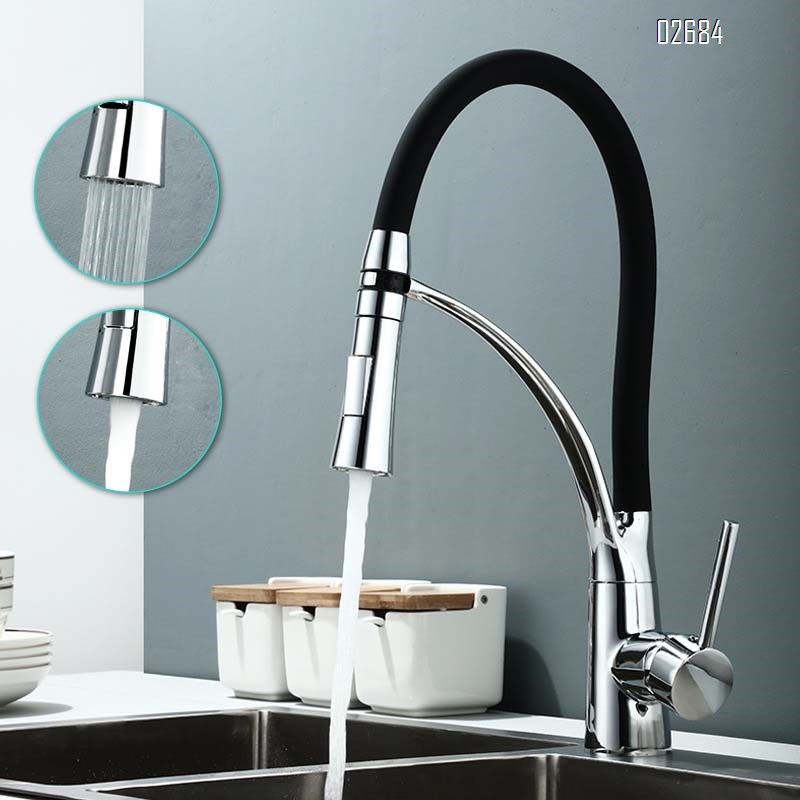 Kitchen faucet with cold and hot water multi-direcKitchen pull-out cold and hot water faucet sink all Brass telescopic rotating dish pool sink home black universaltional anti-splash extendable vegetable basin dish pool pressure-resistant atable faucet
