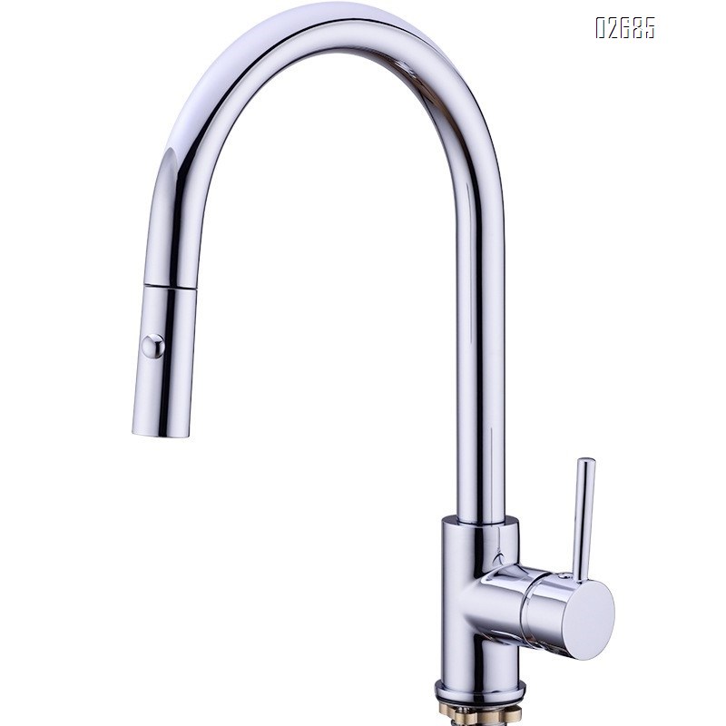 Brass pull-down kitchen faucet gunmetal gray brass cold and hot water faucet