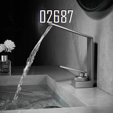 Home bathroom 304 stainless steel gun gray creative minimalist wash basin faucet with cold and hot waterfall style
