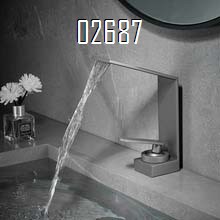 Home bathroom 304 stainless steel gun gray creative minimalist wash basin faucet with cold and hot waterfall style