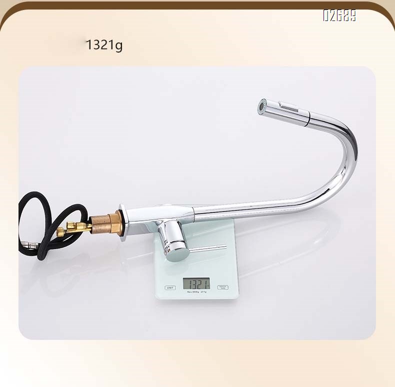 Kitchen full Brass pull-out faucet three-mode water outlet spray head sink cold and hot water multi-rotation vegetable basin