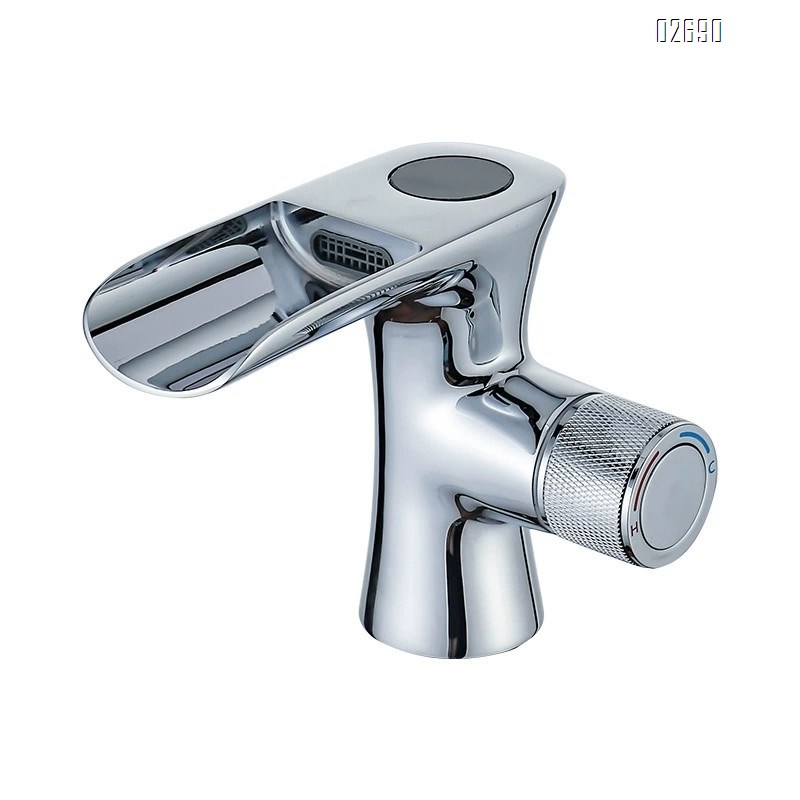 Bathroom all-Brass intelligent digital display constant temperature basin single hole cold and hot faucet bathroom home washstand waterfall splash-proof