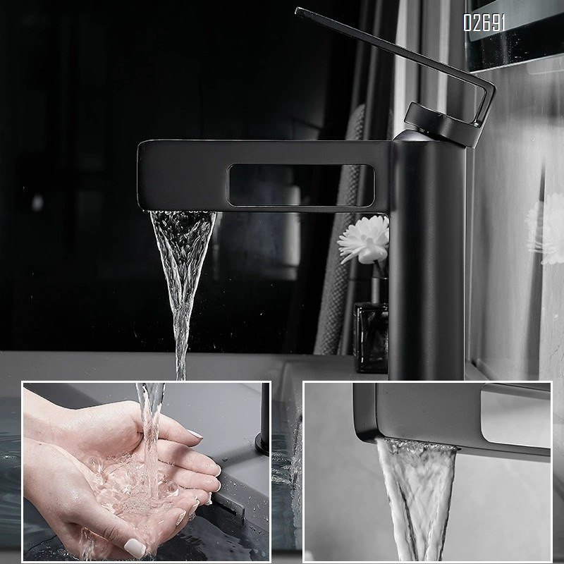New all-brass waterfall-style basin faucet for bathroom single-hole wash basin cold and hot water faucet