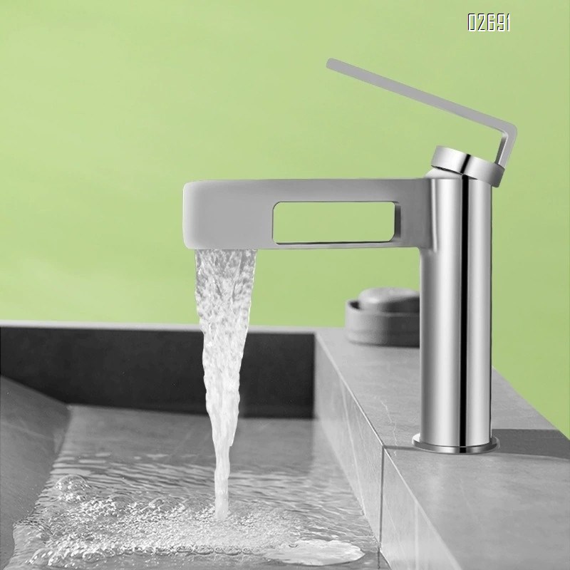 New all-brass waterfall-style basin faucet for bathroom single-hole wash basin cold and hot water faucet