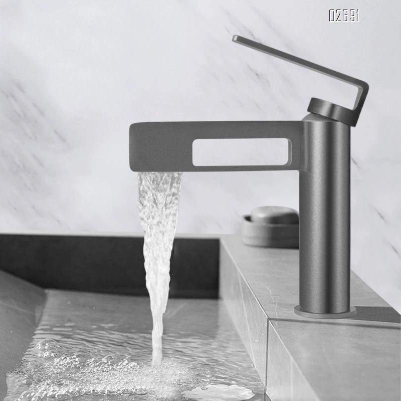 New all-brass waterfall-style basin faucet for bathroom single-hole wash basin cold and hot water faucet