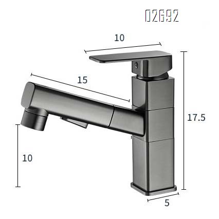 Brass pull-out faucet for bathroom wash basin home use extendable and rotatable basin faucet