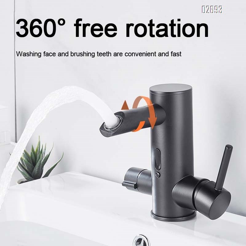 Brass smart sensor basin faucet cold and hot double control free rotation bathroom wash washroom faucet