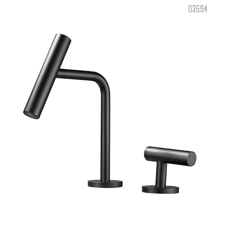 Brass creative cold and hot basin faucet bathroom cabinet wash basin single handle double hole separate faucet