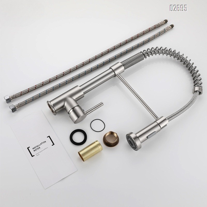 Kitchen faucet stainless steel pull-out countertop faucet spring cold and hot water faucet