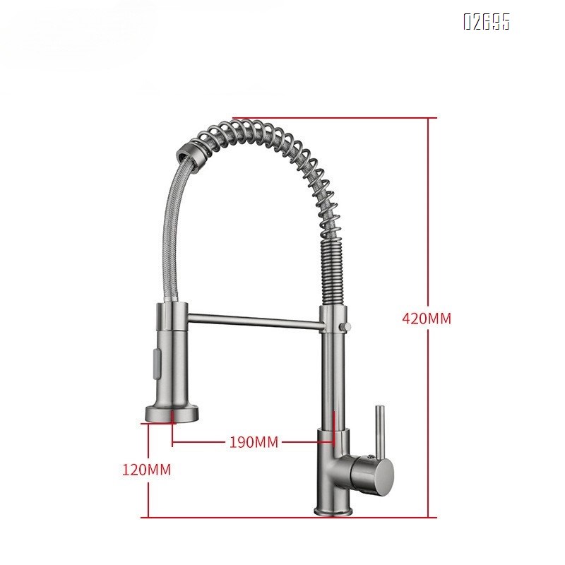 Kitchen faucet stainless steel pull-out countertop faucet spring cold and hot water faucet