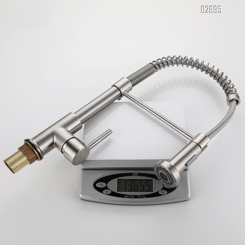 Kitchen faucet stainless steel pull-out countertop faucet spring cold and hot water faucet