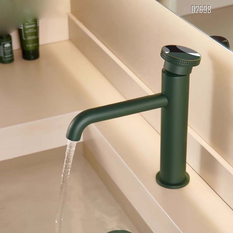 Gun gray basin faucet cold and hot water all Brass bathroom cabinet round wash basin top basin art faucet
