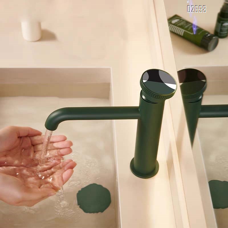 Gun gray basin faucet cold and hot water all Brass bathroom cabinet round wash basin top basin art faucet