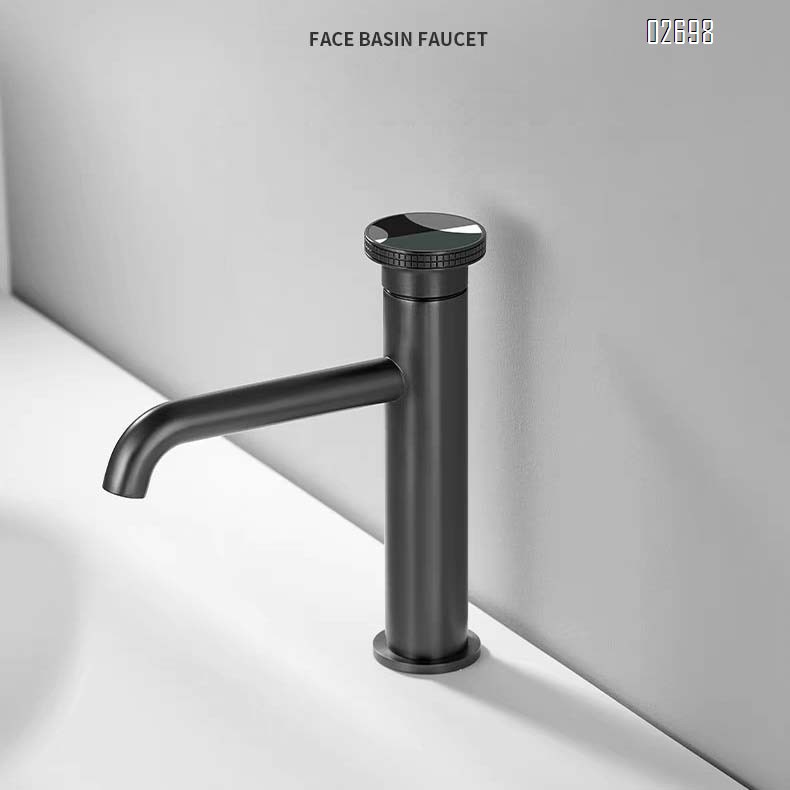 Gun gray basin faucet cold and hot water all Brass bathroom cabinet round wash basin top basin art faucet