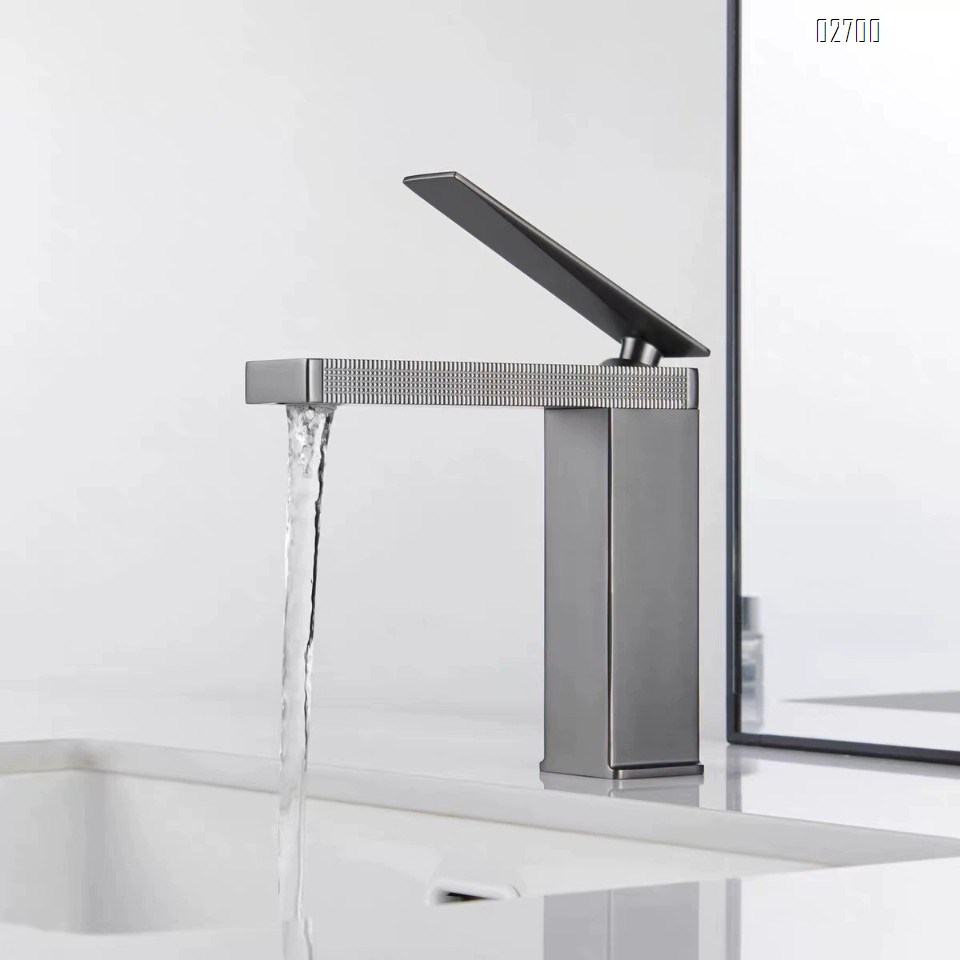 Brass faucet for home bathroom wash basin cold and hot water faucet gunmetal gray faucet for bathroom cabinet