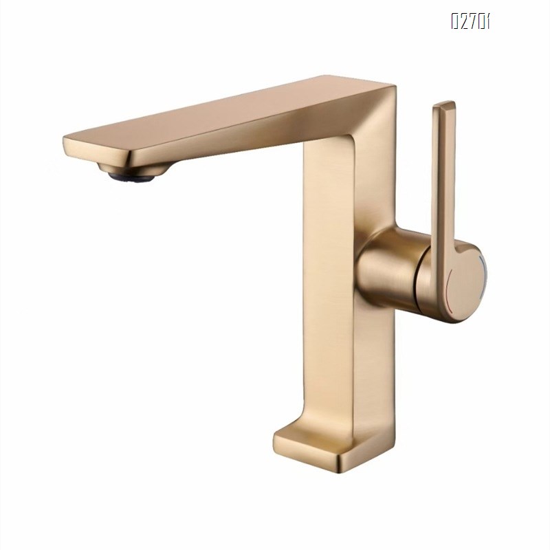 Brass basin with white wash basin faucet for bathroom cold and hot wash pool wash basin wash basin gold faucet