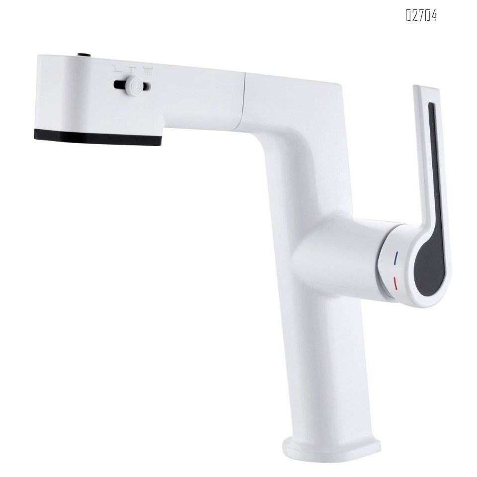 Brass basin faucet for bathroom wash basin cold and hot water two-use multi-directional pull-out type