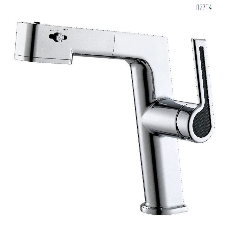 Brass basin faucet for bathroom wash basin cold and hot water two-use multi-directional pull-out type