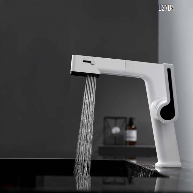 Brass basin faucet for bathroom wash basin cold and hot water two-use multi-directional pull-out type