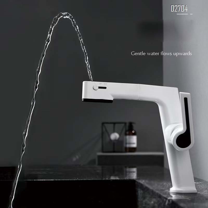 Brass basin faucet for bathroom wash basin cold and hot water two-use multi-directional pull-out type
