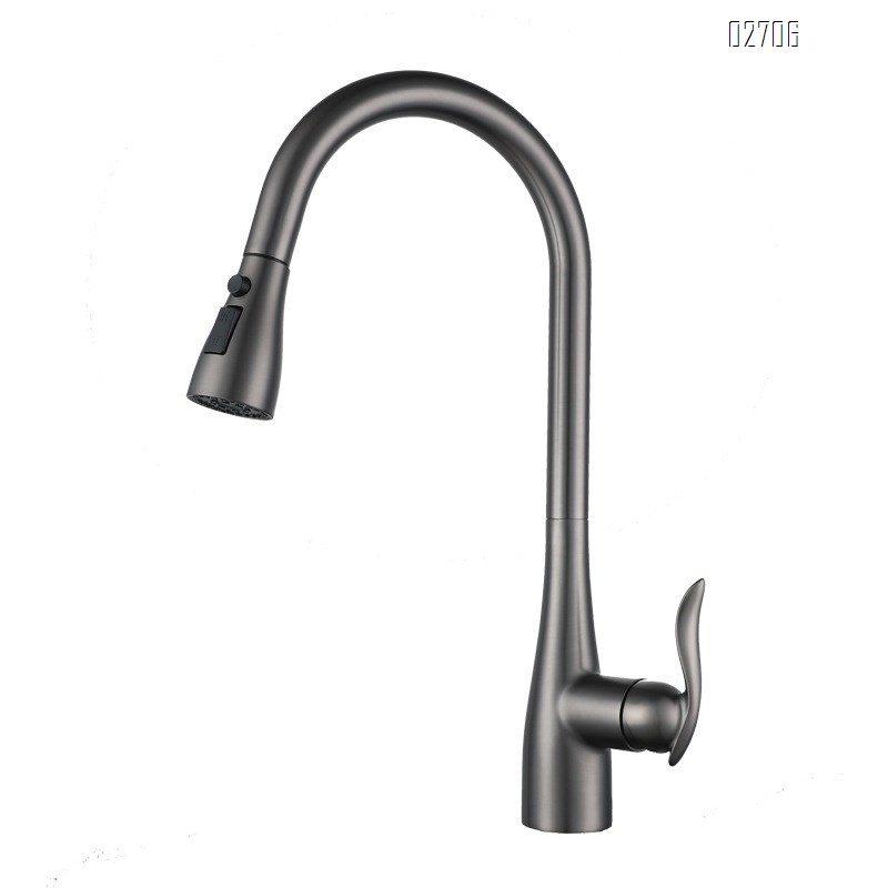 Kitchen faucet with cold and hot water all brass pull-out type for home vegetable washing sink multi-functional anti-splash and increasing faucet