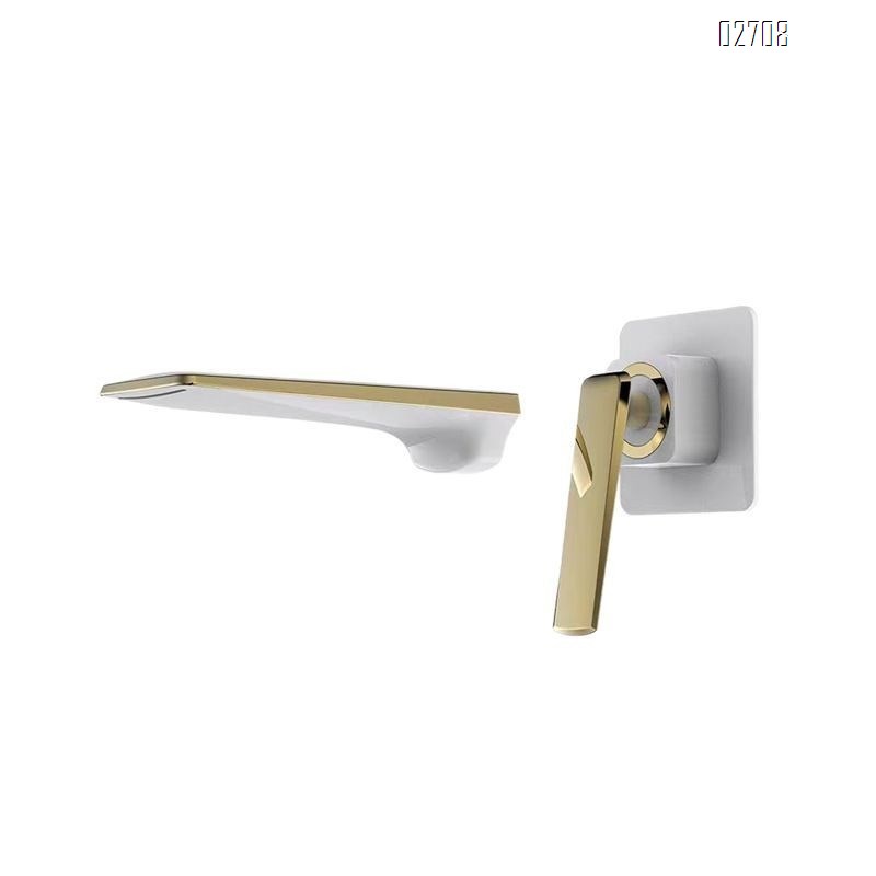 Brass waterfall faucet above the water surface square black rose gold concealed wall-mounted basin faucet recessed wash basin faucet