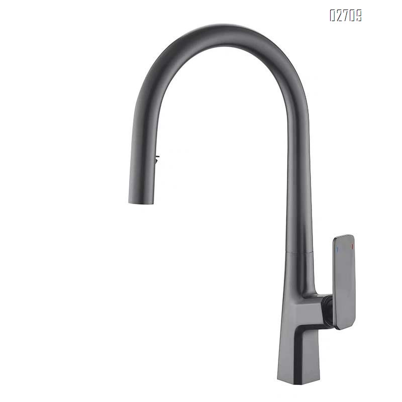 Gunmetal kitchen faucet pull-out style cold and hot wash basin wash sink faucet extendable all Brass black splash-proof