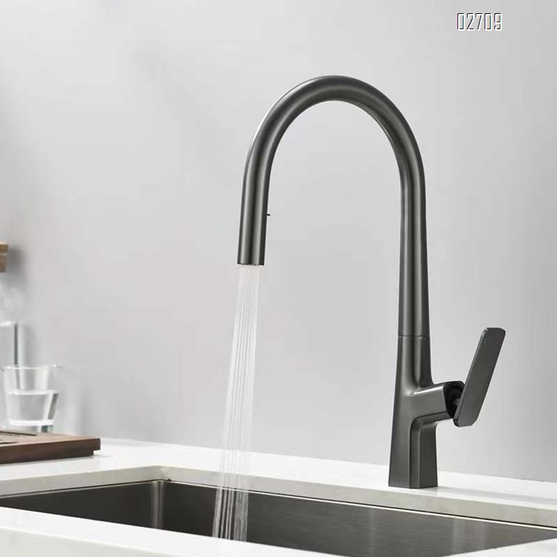 Gunmetal kitchen faucet pull-out style cold and hot wash basin wash sink faucet extendable all Brass black splash-proof