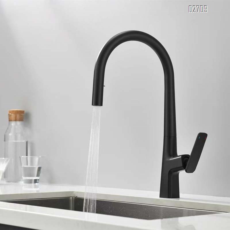 Gunmetal kitchen faucet pull-out style cold and hot wash basin wash sink faucet extendable all Brass black splash-proof