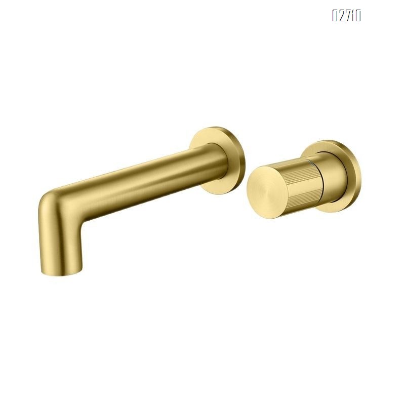 Brass gun gray concealed wall-mounted faucet with built-in sink pre-installed hidden cold and hot wall-mounted fauc for basin drainage