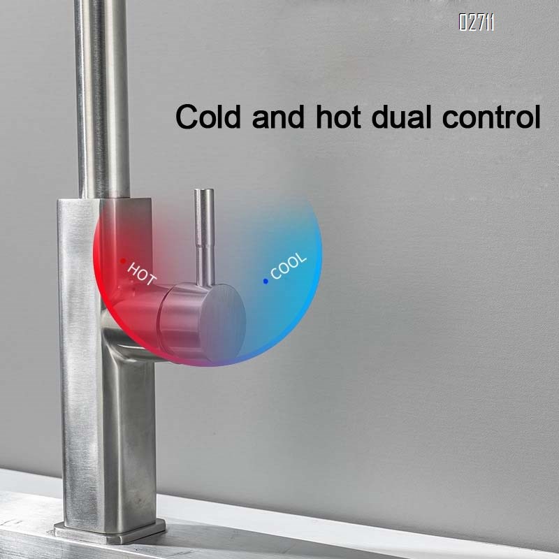 Burshed Gold Gun Grey Kitchen pull-out faucet 304 stainless steel pull-out cold and hot water faucet