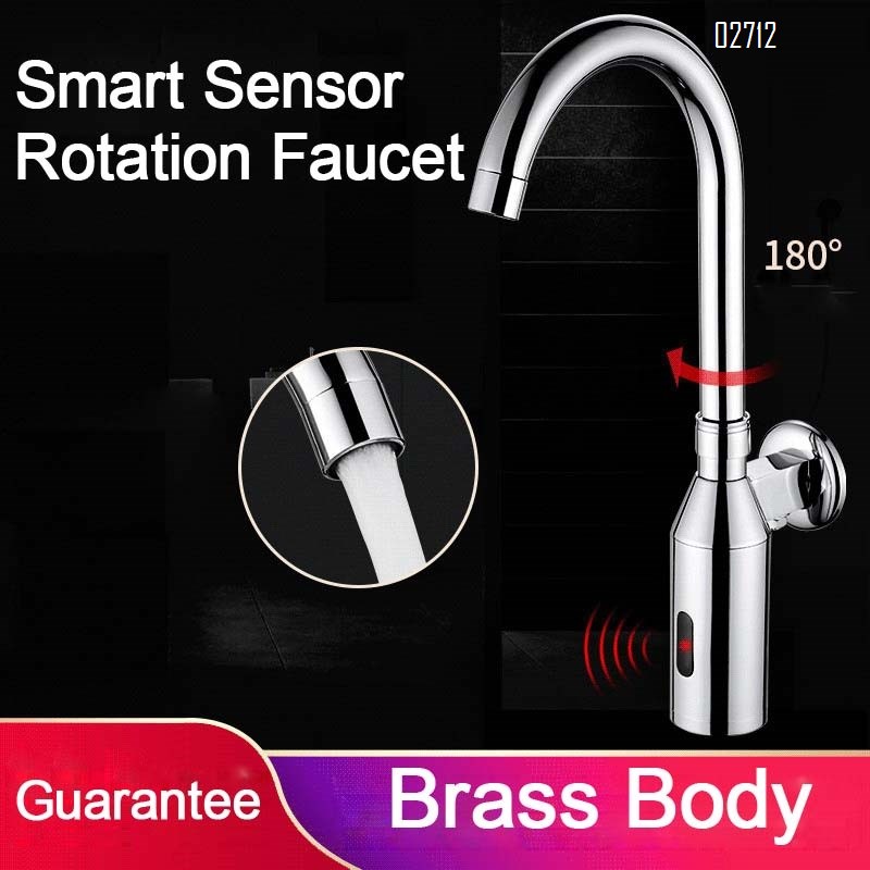 Full Brass wall-mounted induction faucet single cold kitchen sink laundry pool balcony rotary faucet for home use