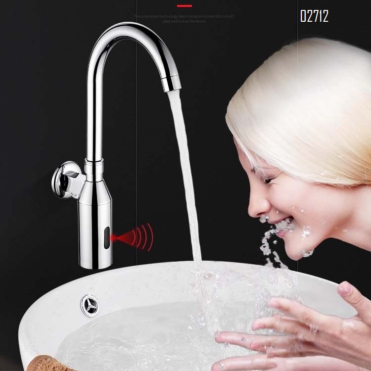 Full Brass wall-mounted induction faucet single cold kitchen sink laundry pool balcony rotary faucet for home use