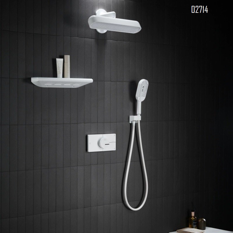 Brass concealed hot-melt shower set with gunmetal gray embedded wall-mounted temperature control pressure-increasing pre-embedded shower