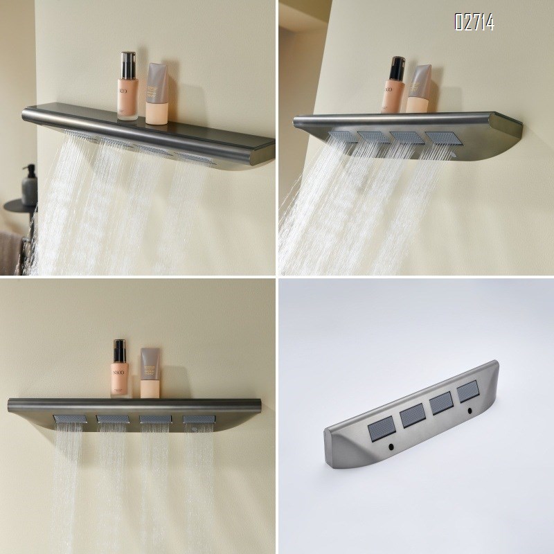 Brass concealed hot-melt shower set with gunmetal gray embedded wall-mounted temperature control pressure-increasing pre-embedded shower