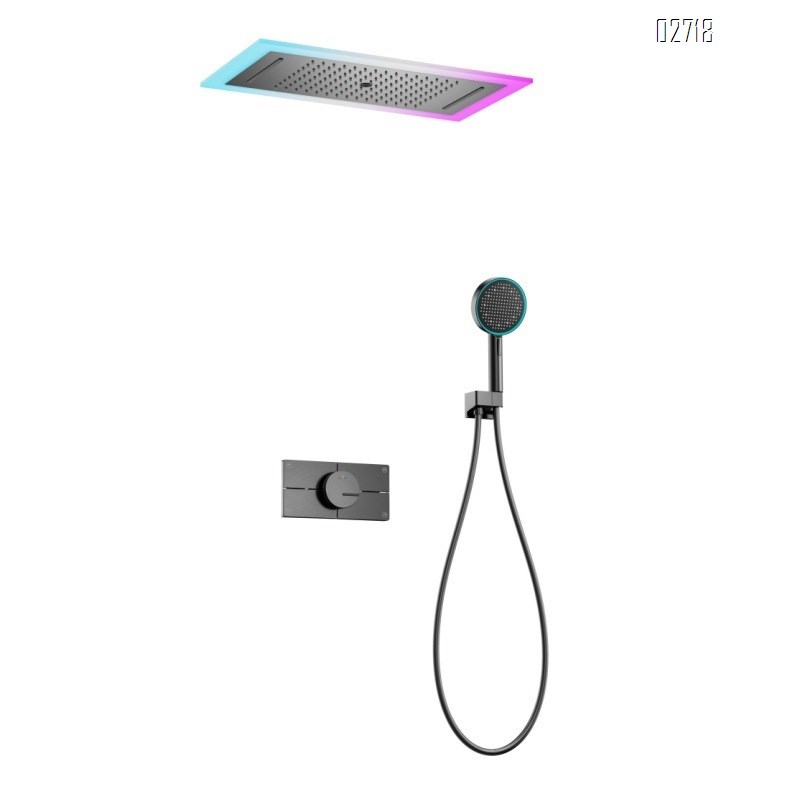Ceiling-mounted embedded wall-style shower head with constant temperature all-copper waterfall rain shower set