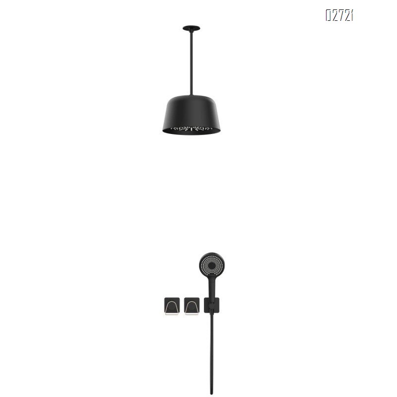 Creative minimalist all-Brass brushed gold concealed wall-mounted shower set with cold and hot ceiling spray