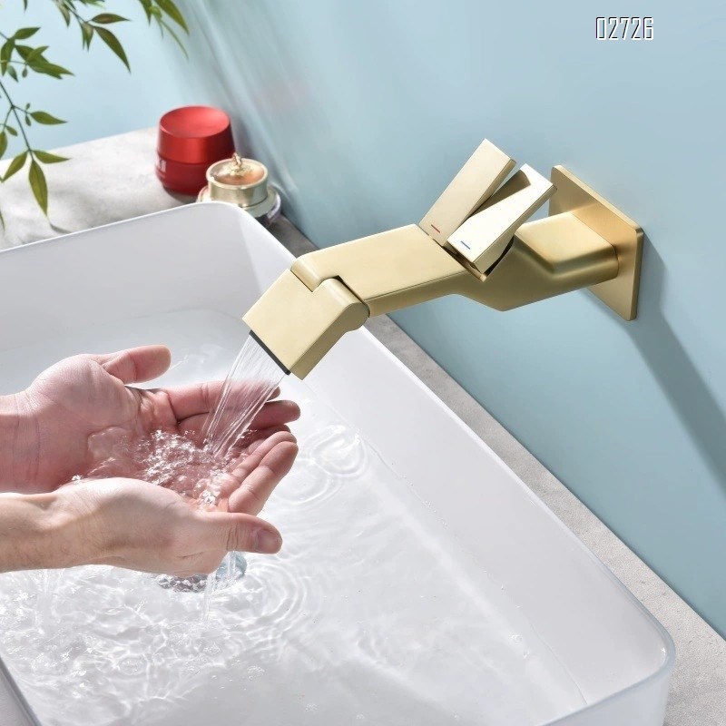 Wall-mounted concealed faucet wash basin with full Brass  surface basin concealed wall-mounted pre-embedded countertop basin faucet