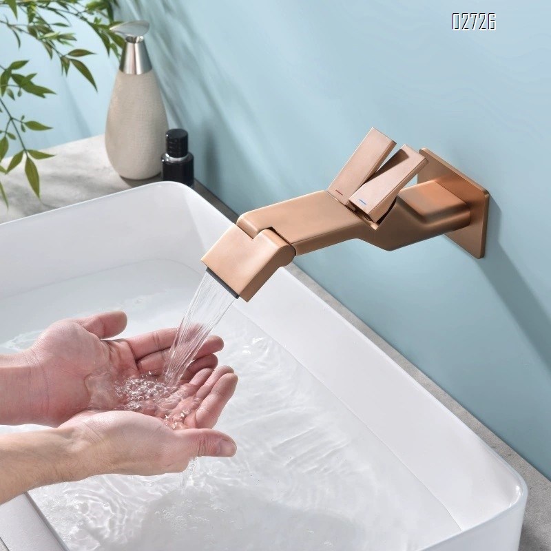Wall-mounted concealed faucet wash basin with full Brass  surface basin concealed wall-mounted pre-embedded countertop basin faucet
