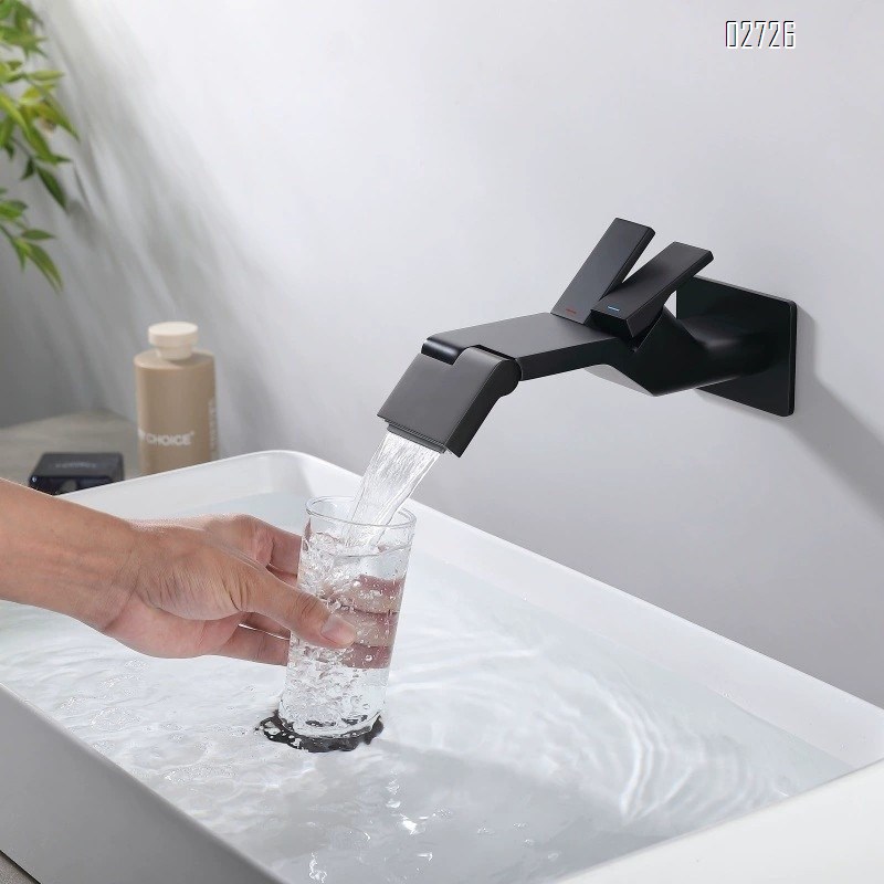 Wall-mounted concealed faucet wash basin with full Brass  surface basin concealed wall-mounted pre-embedded countertop basin faucet