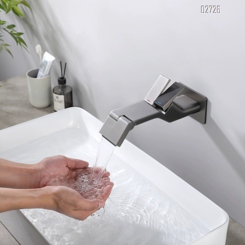 Wall-mounted concealed faucet wash basin with full Brass  surface basin concealed wall-mounted pre-embedded countertop basin faucet