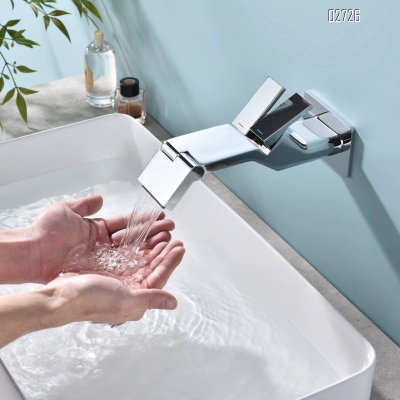 Wall-mounted concealed faucet wash basin with full Brass  surface basin concealed wall-mounted pre-embedded countertop basin faucet